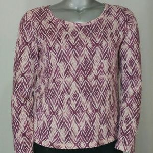 IZ Byer Knit Top Diamond Print Chiffon HiLo Hem XL